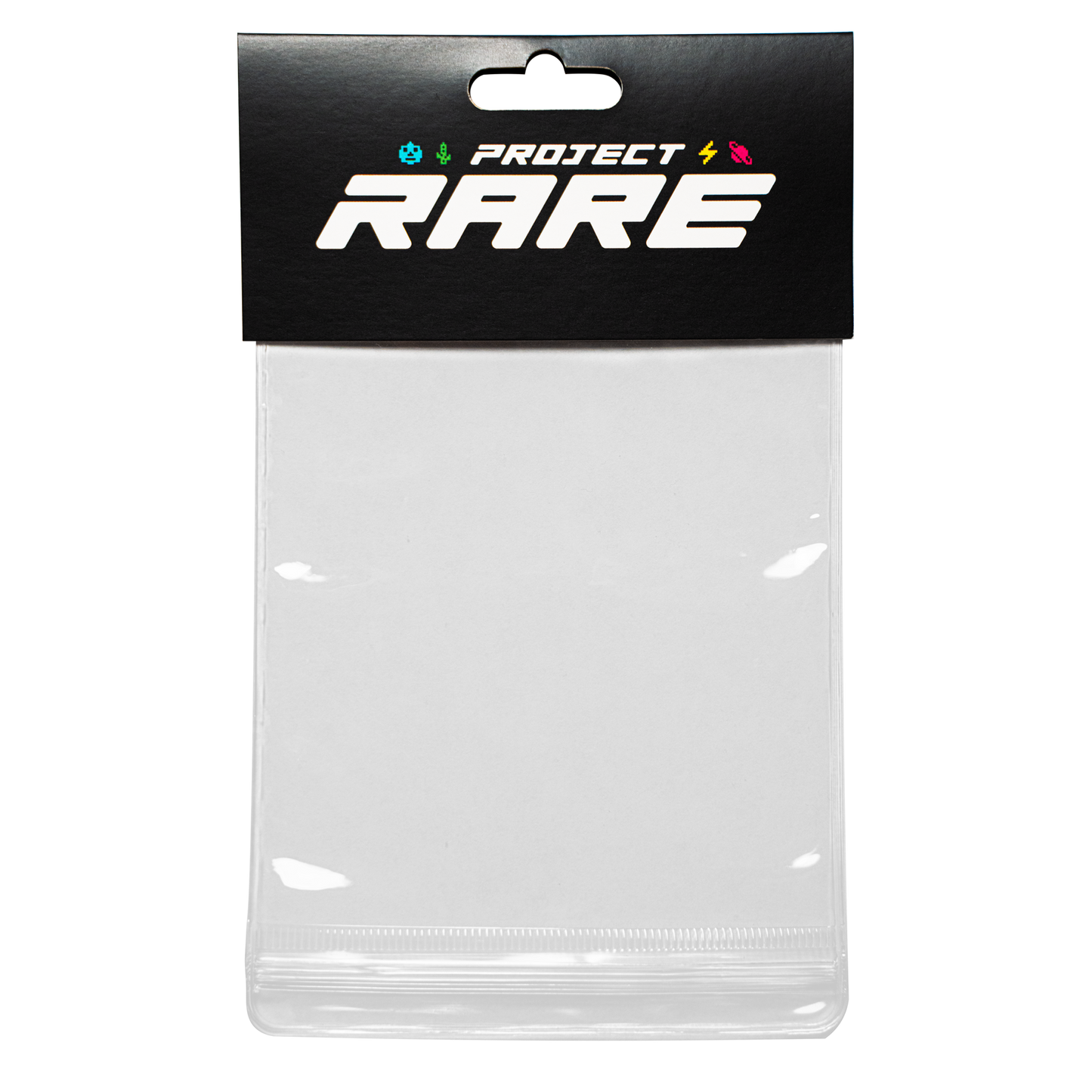 Clear Sticker Bag plastic packaging with 'Project Rare' branding on a white background