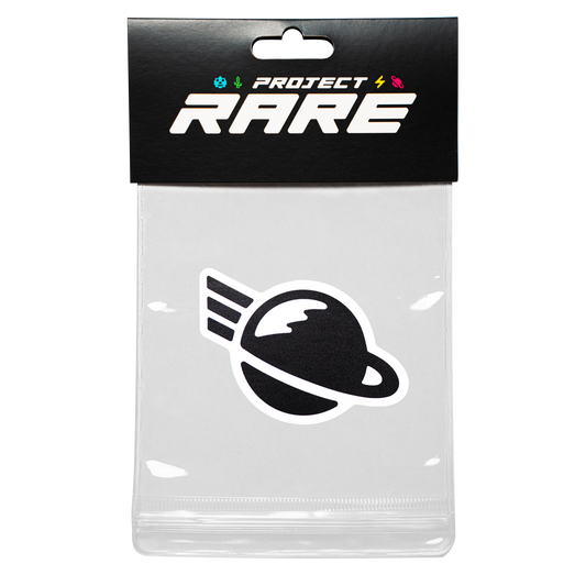 Packaged planet sticker with 'Project Rare' branding and a black and white logo.